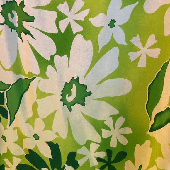 Silk Diane Gilman Lime Green Floral Blouse - Picture 4 of 6